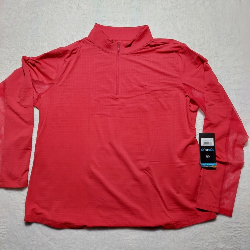 IBKÜL Mock Neck Zip Top Womens XXL Red NEW UPF 50+ IceFil Long Sleeve 80000